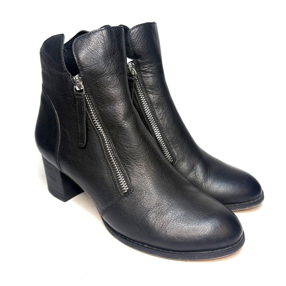 Django + Juliette Shoes - Django + Juliette Sophie Black Leather Heeled Ankle Boots |